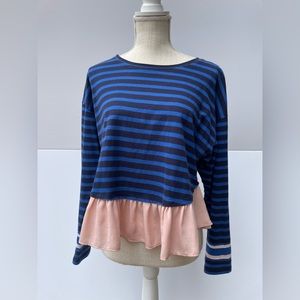 Anthropologie Deletta Striped Long Sleeve Top, Size Small